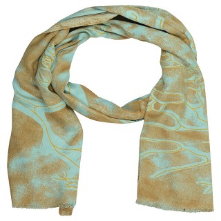 Premium Satin Printed  Stole- Blueish